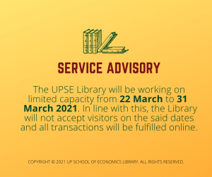 Read more about the article Service Advisory (22 Mar-31 Mar 2021)