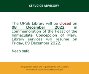 Read more about the article Library is closed tomorrow (08 December 2022)