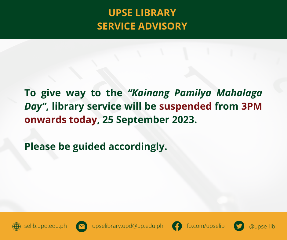 You are currently viewing UPSE Library Service Advisory (25 September 2023)