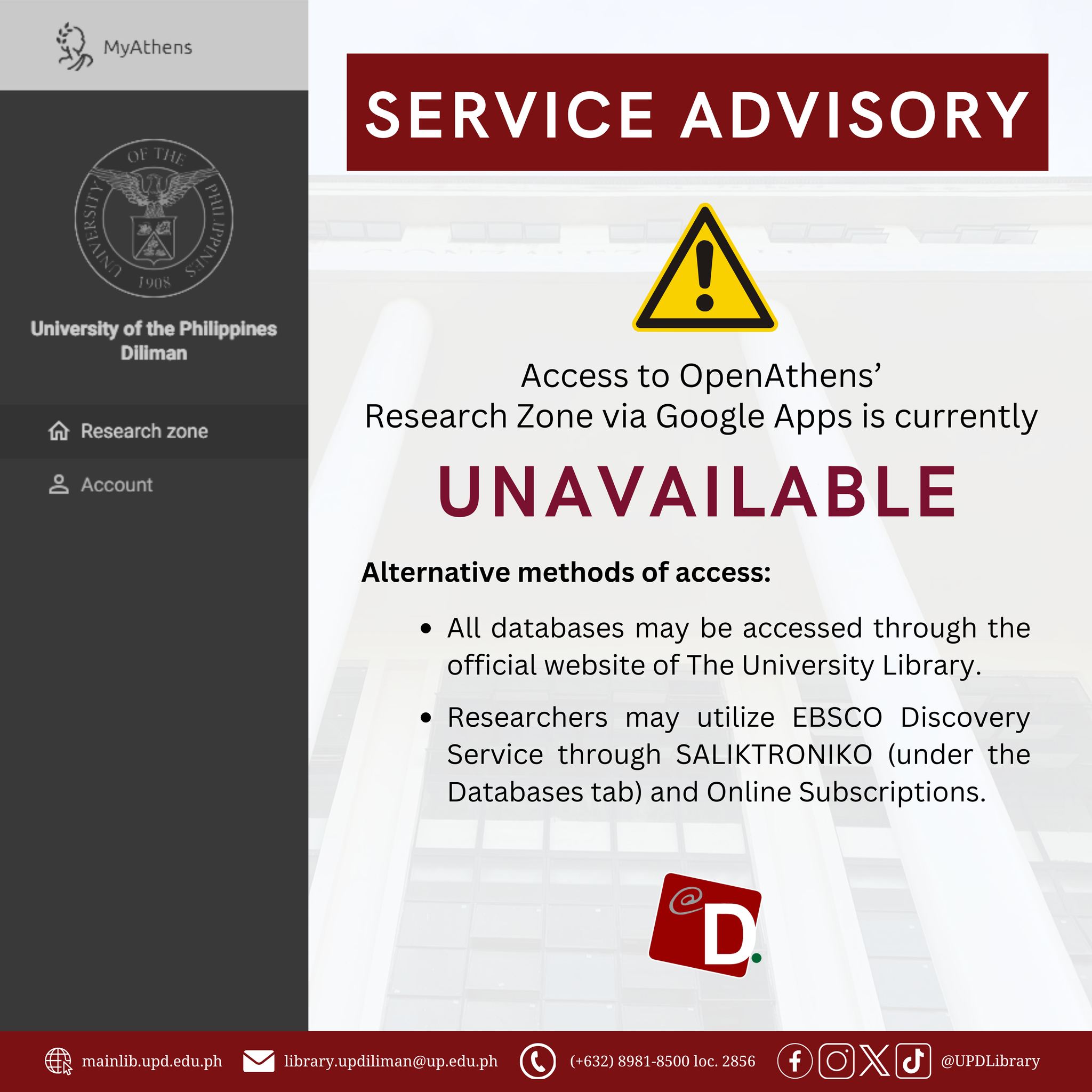 Advisory (OpenAthens Unavailable)