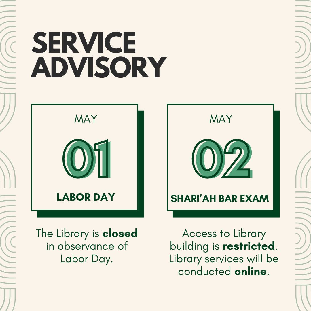 Advisory (Labor Day and Bar Examination Protocols)